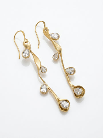 White Crystal Drop Earrings