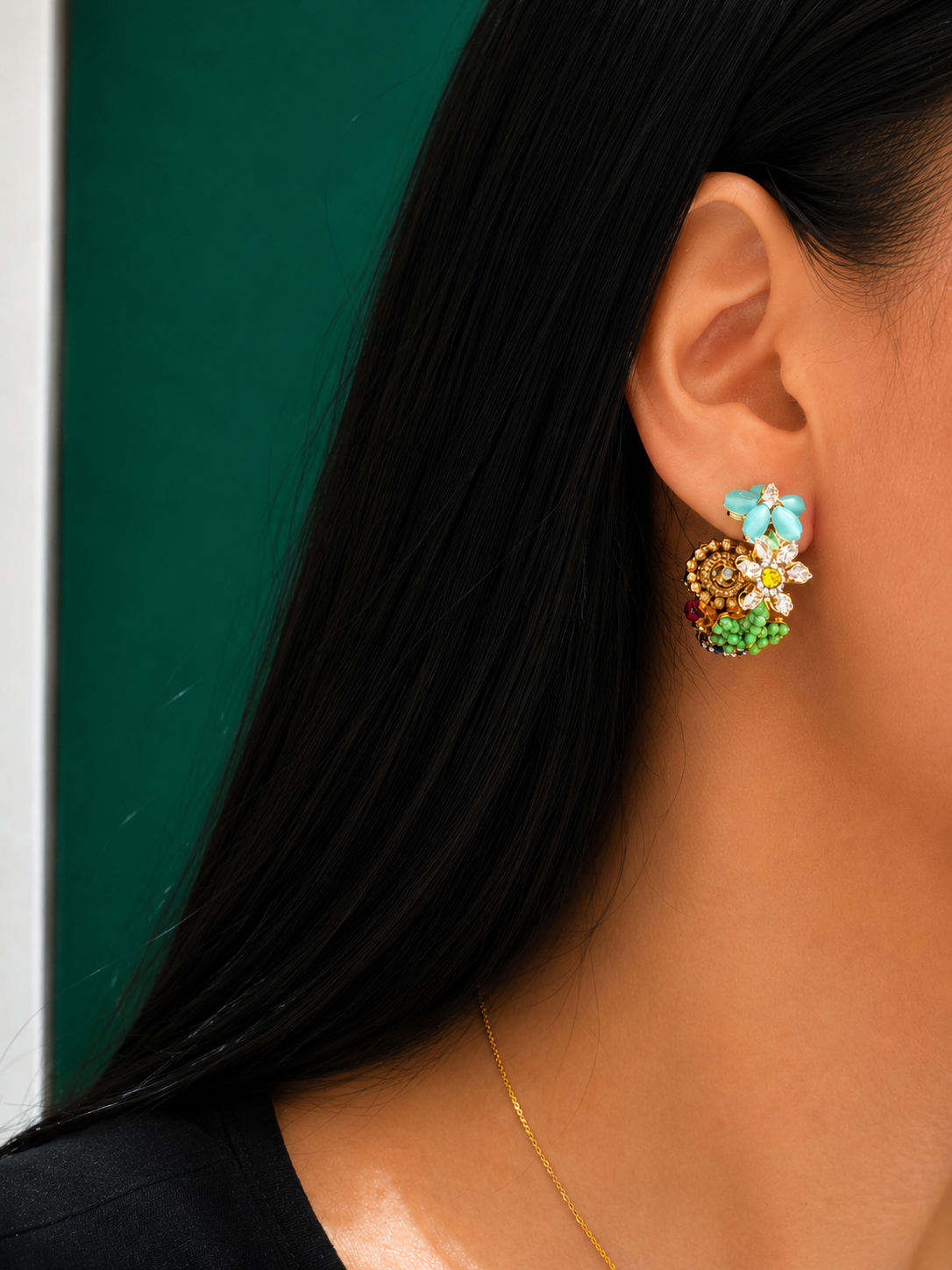 Aqua Hoop Earring