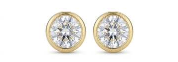 Round Bezel Solitaire Stud Earrings