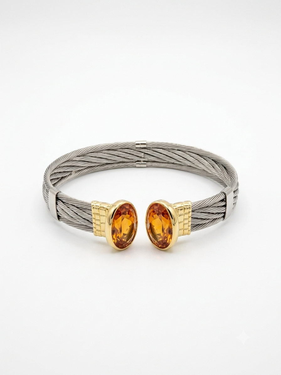 Gemstone Open Cuff Twisted