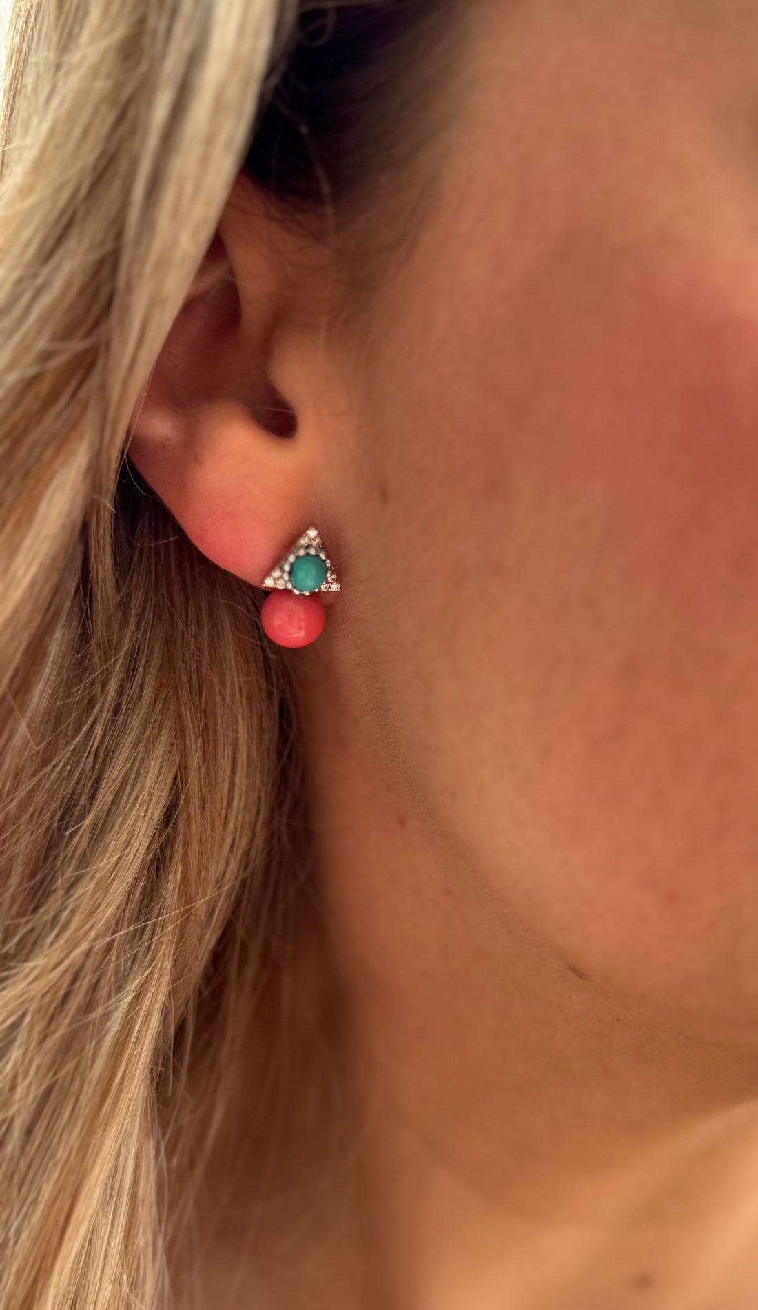 Gold and Turquoise Stud Earrings