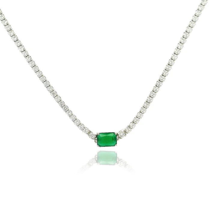 Emerald Cut Tennis Necklace