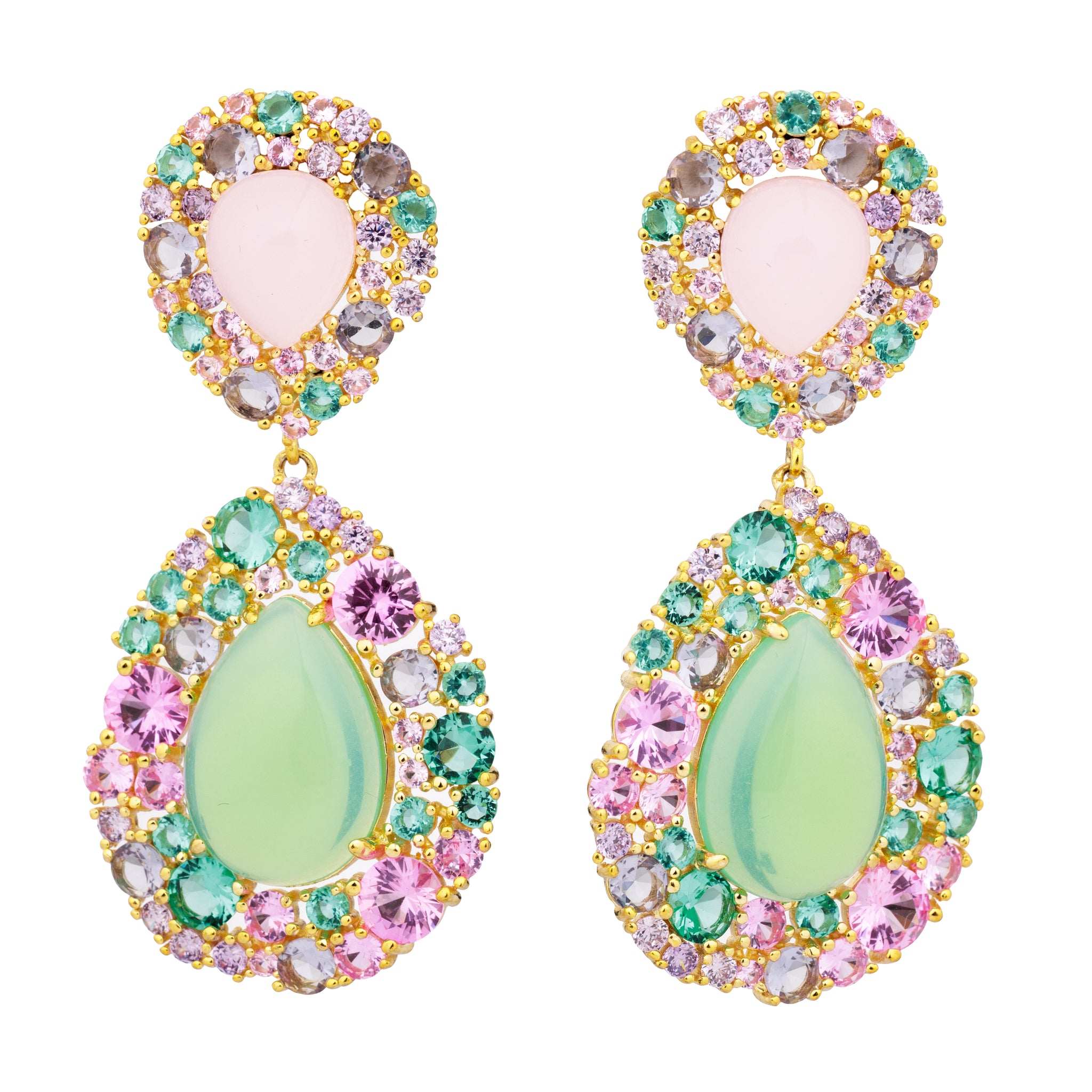 Green/Rose Drop Earring