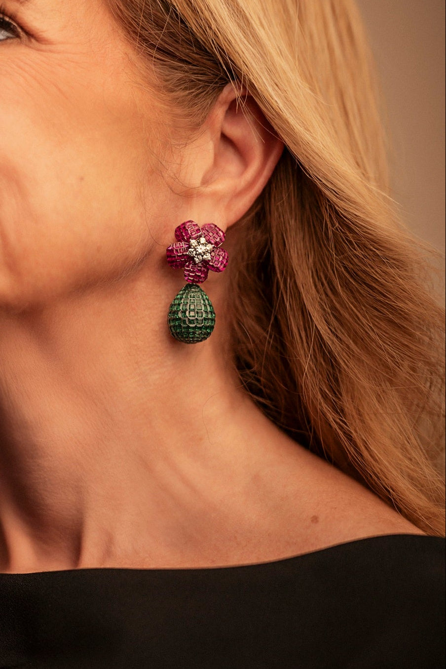 Flower Ball Drop Earring