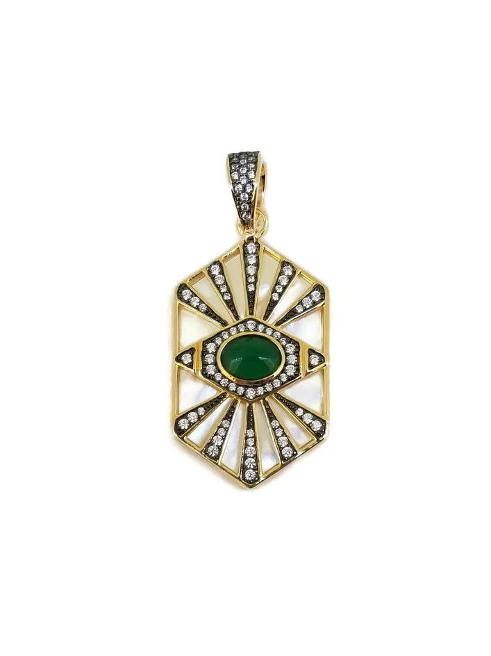 Green Agate Eye Pendant