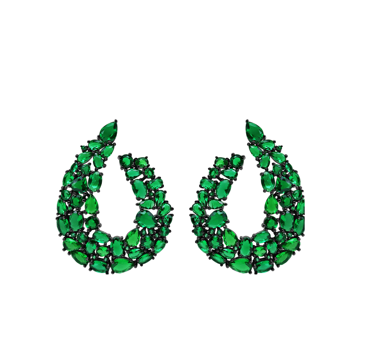 Green Crystal Statement Earrings
