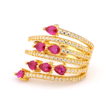 Ruby Gold Swirl Ring