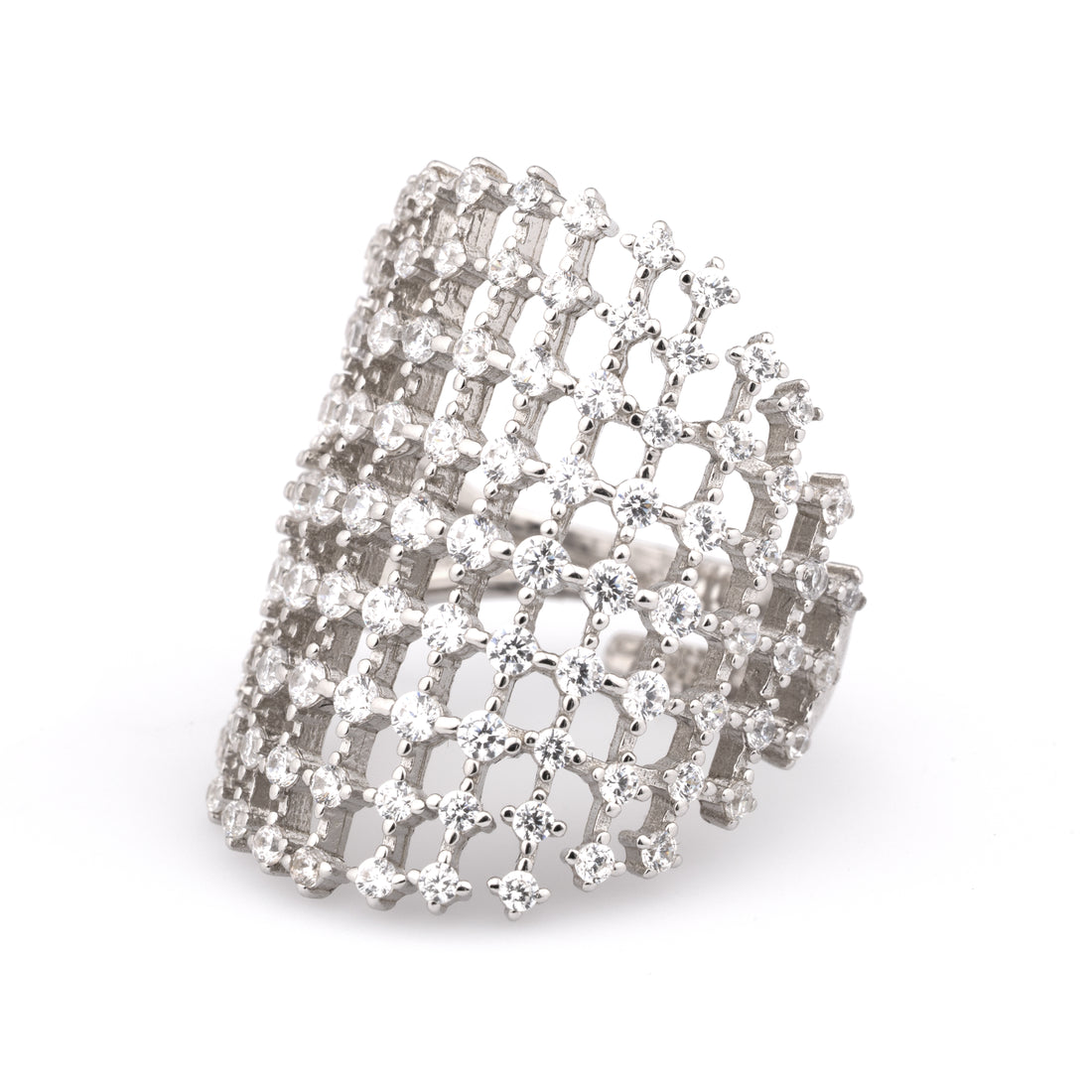 Silver Pave Crystals Ring
