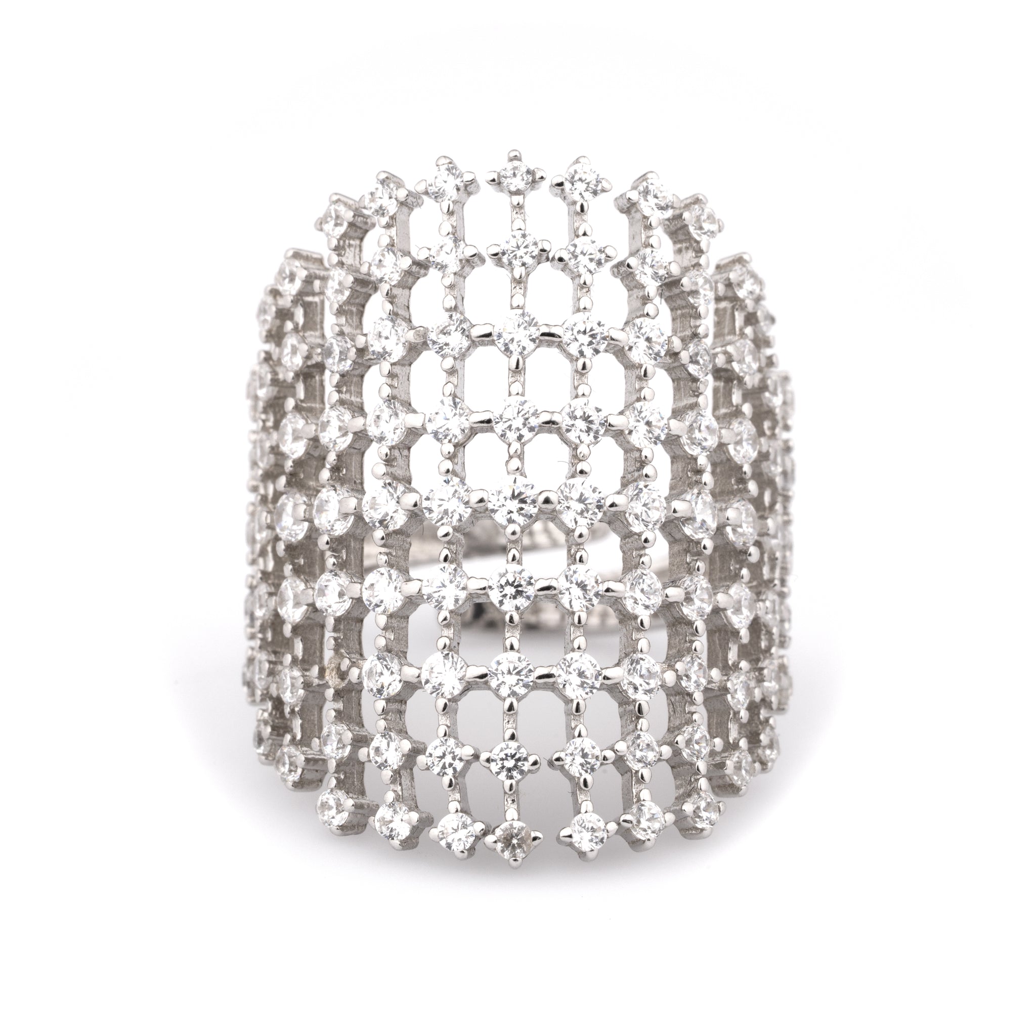 Silver Pave Crystals Ring
