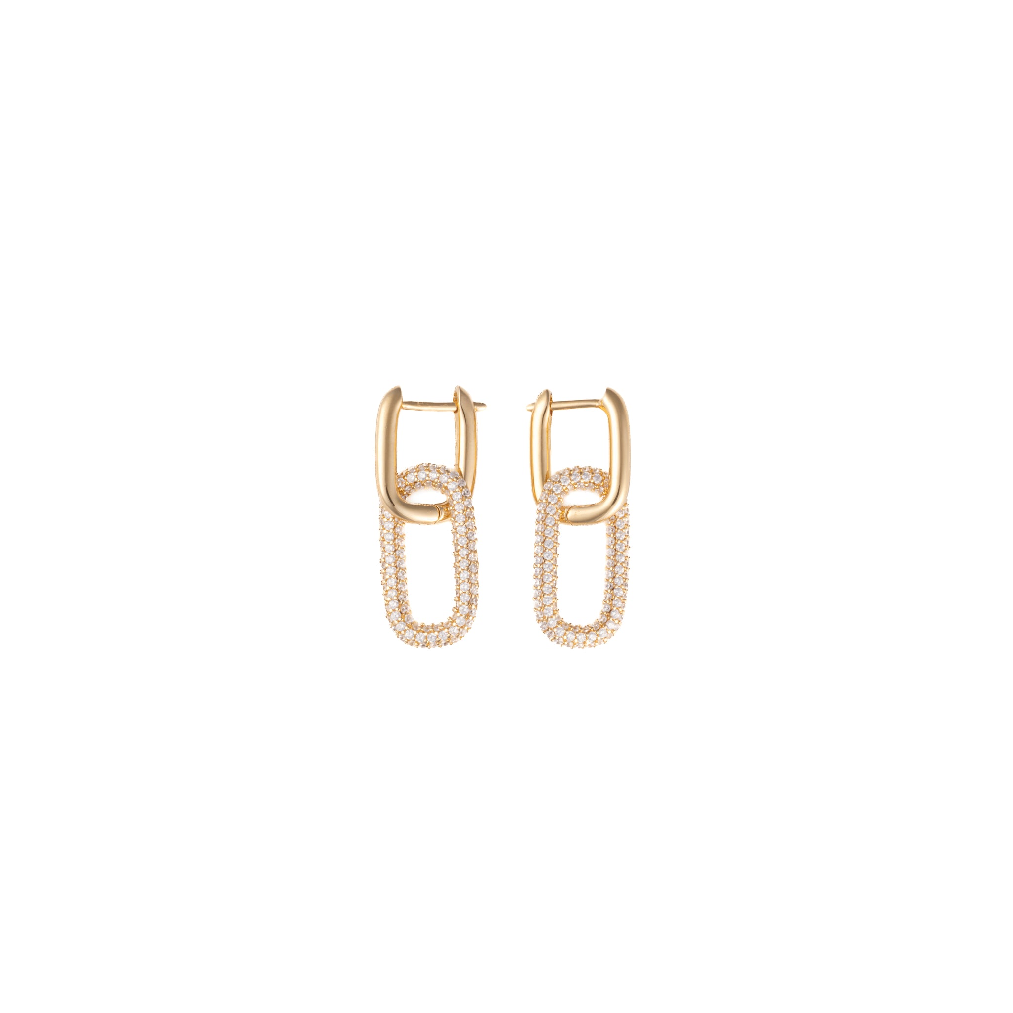 Golden Clip & Pave Earrings