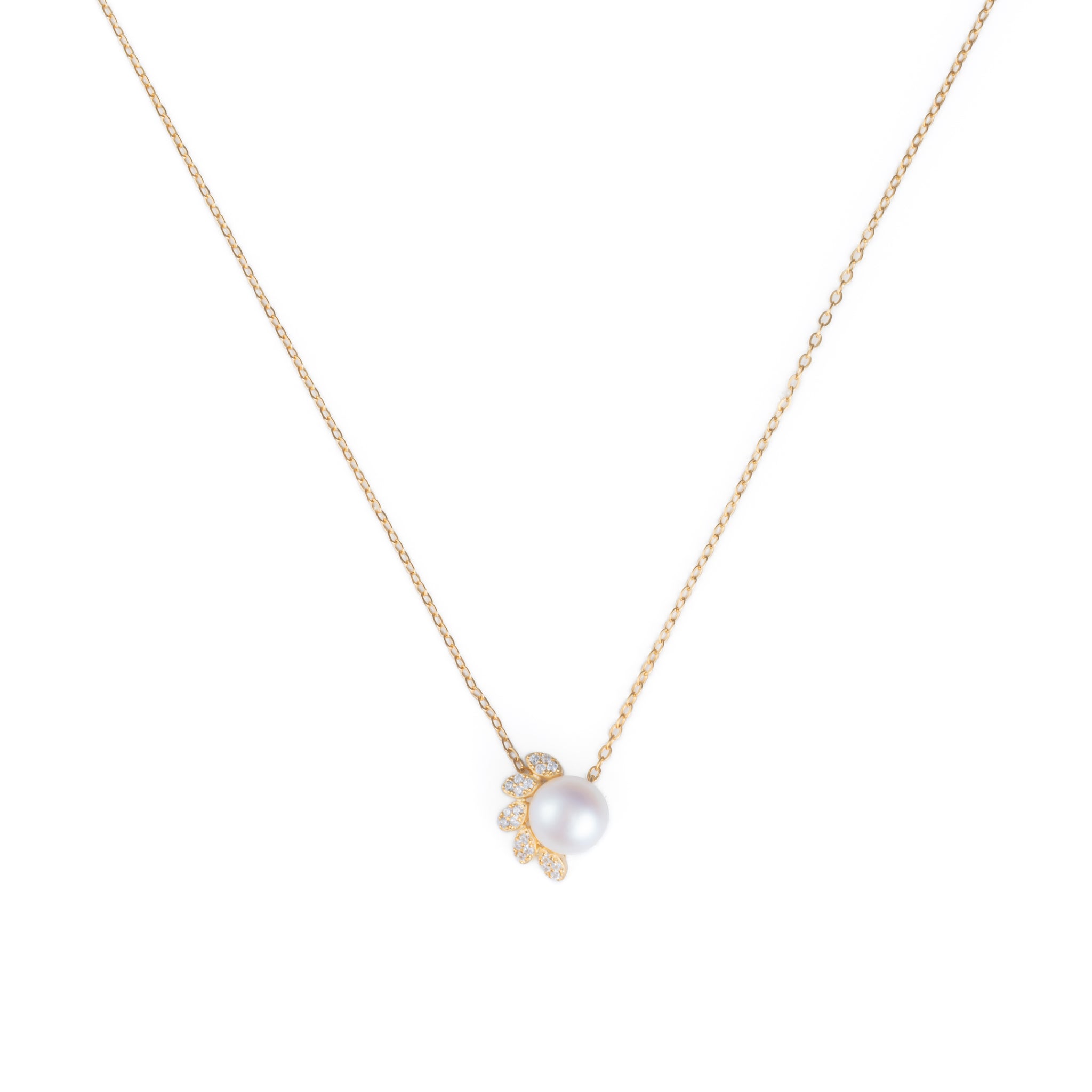 Gold Pearl Sided Necklace