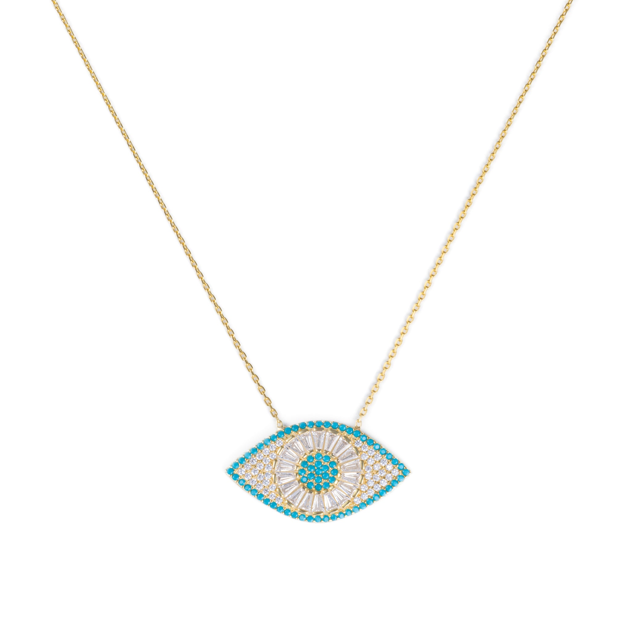 Multi Color Pave Eye Necklace