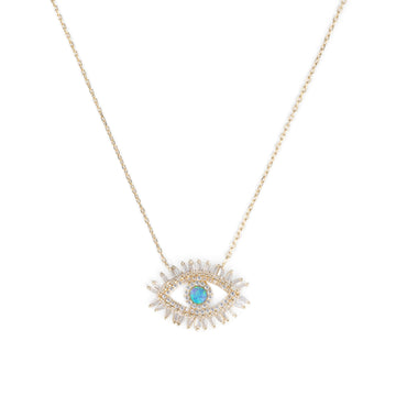 Turquoise & Pave Eye Necklace