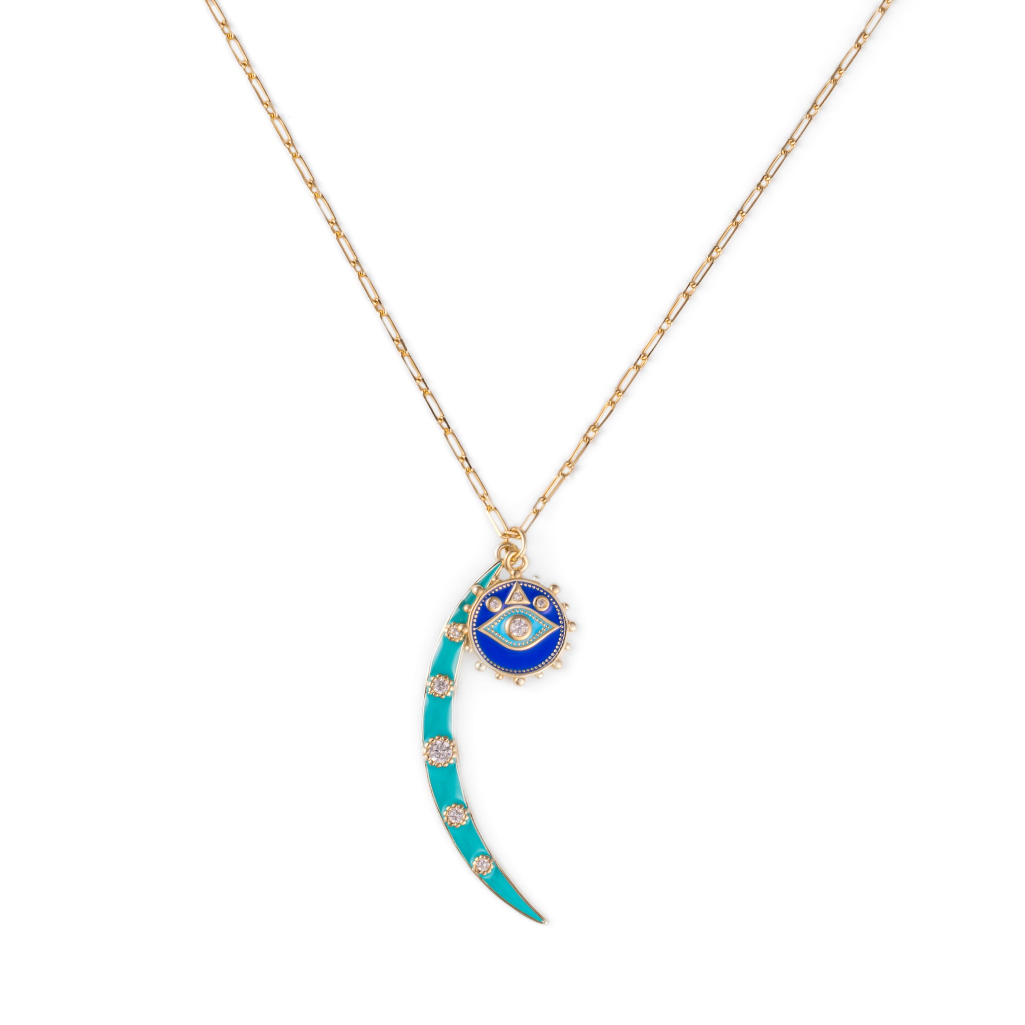 Enamel Moon Charm Necklace