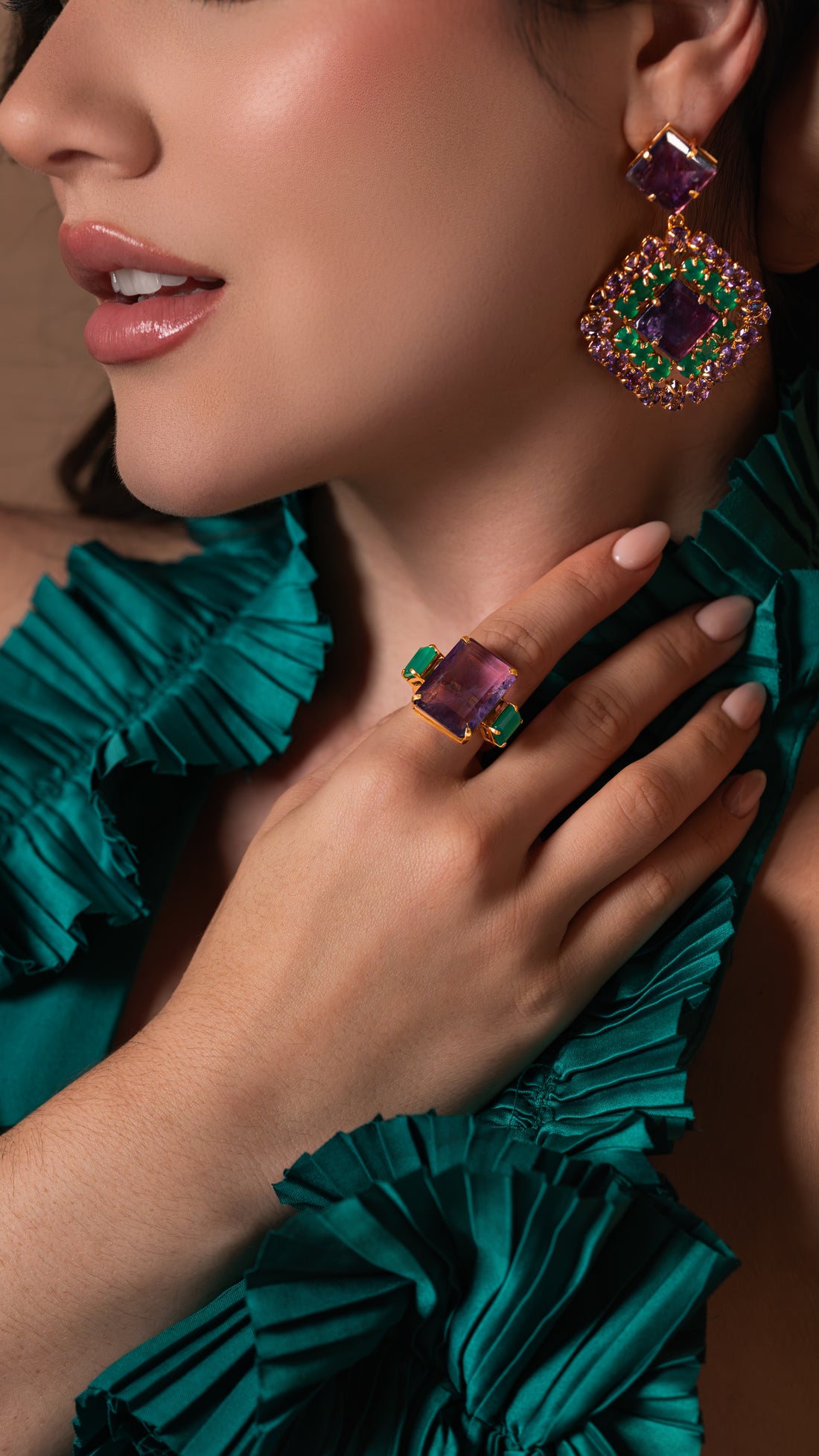 Amethyst & Green Onyx Earrings