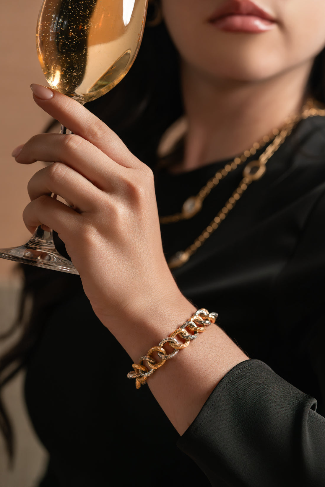 Gold/Black Link Chain Bracelet