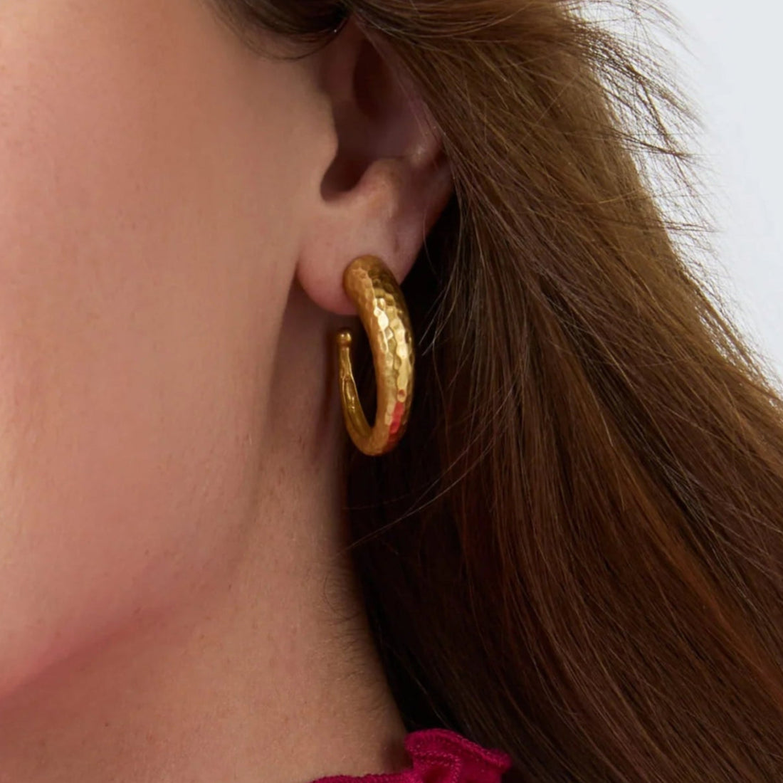 Gold Hammered Hoop