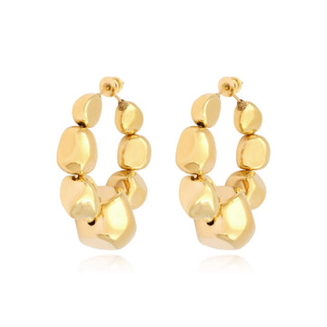 Cabochon Hoop Earrings