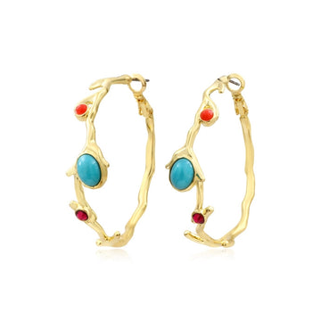 Cabochon Hoop Earrings
