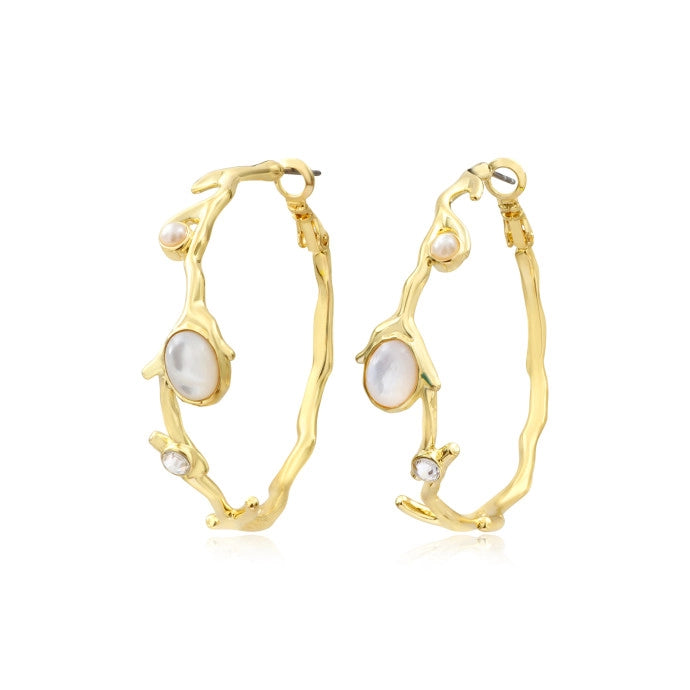 Cabochon Hoop Earrings