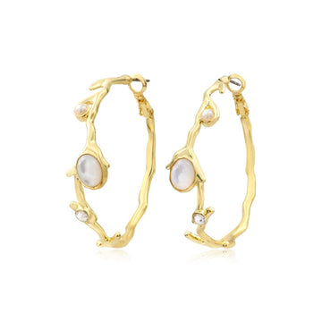 Cabochon Hoop Earrings