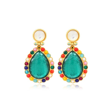 Drop Cabochon Earrings
