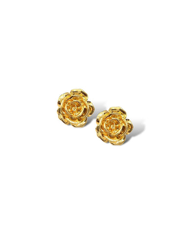 Gold Rose Stud Earrings