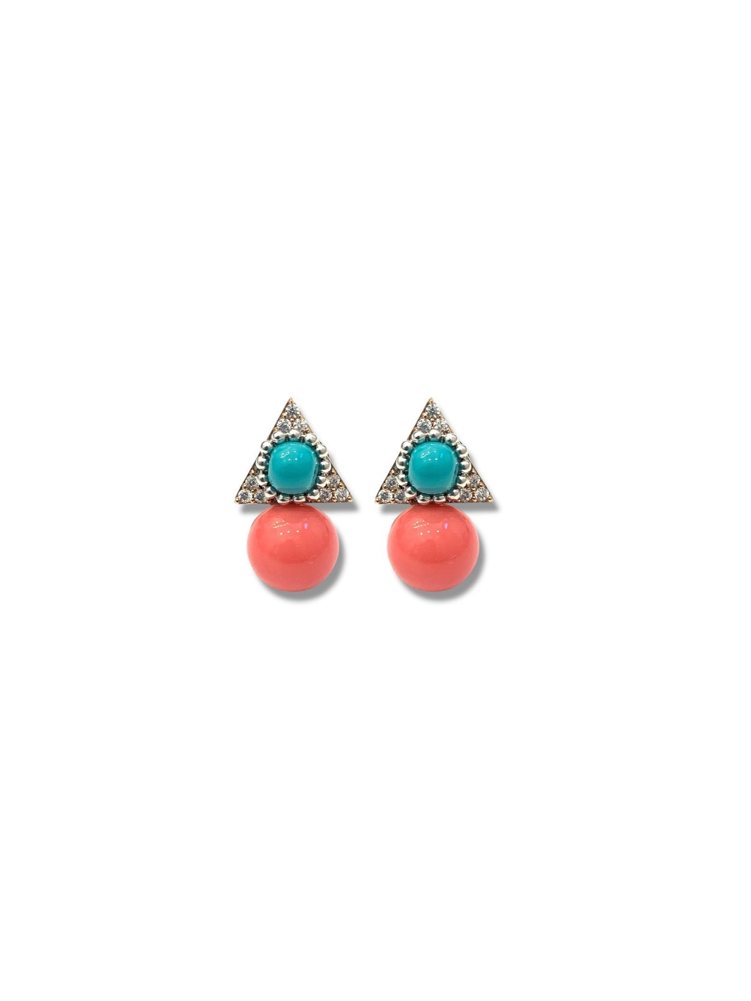 Gold and Turquoise Stud Earrings