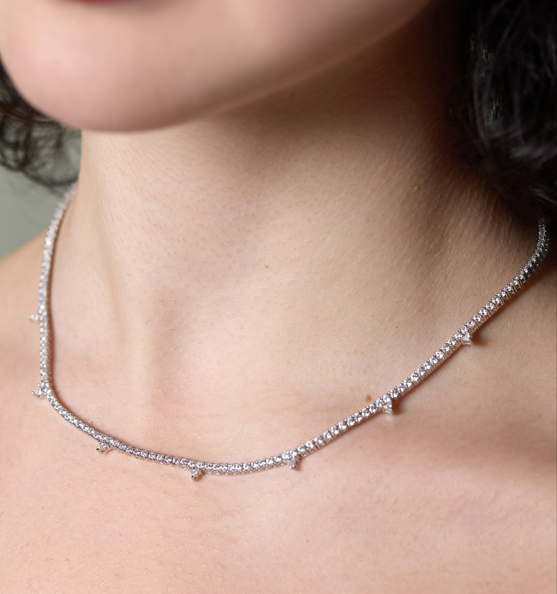 2mm Pave Tennis Necklace