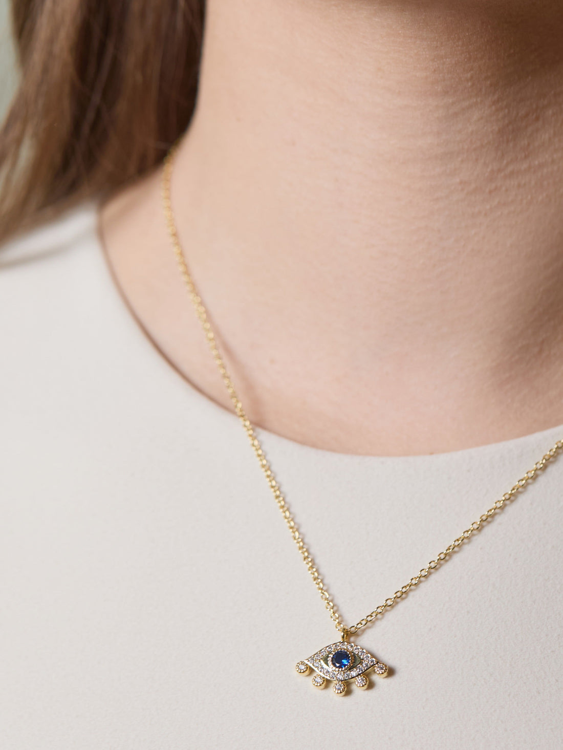 Blue Sapphire Eye Drop Necklace