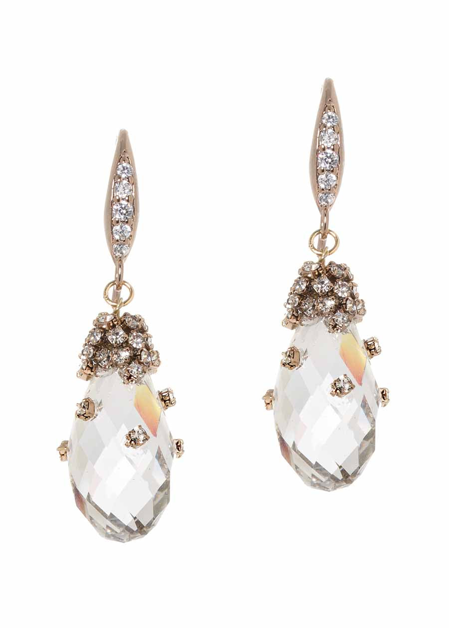 Rock Crystal Pave Drop Earring