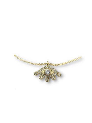 Gold Evil Eye Drop Necklace